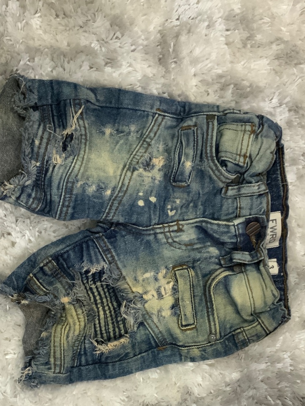 FWRD Kids Distressed Denim Shorts in Light Blue